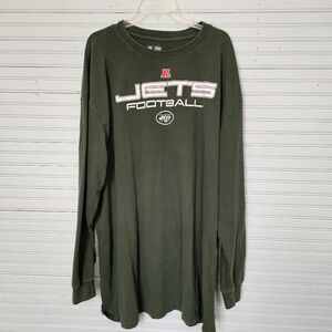 Jets NFL Football Long Sleeve Heavy Weight Dark Green White Top Men's Size 3XT